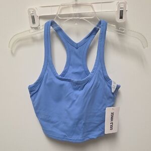 Women's Blue Gold Hinge Cropped Tank